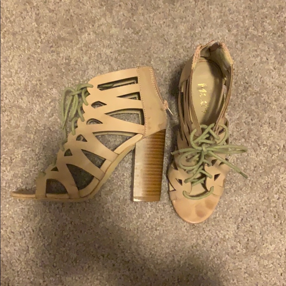 Tan lace up wedges